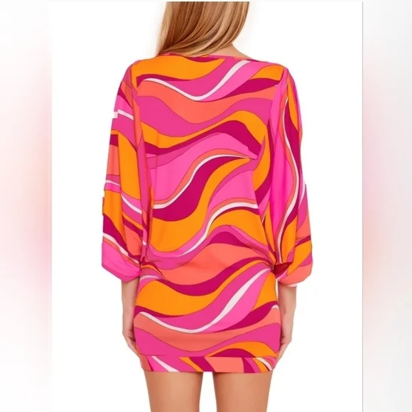 Trina Turk Women Sz XL Vivid Vista Mini Dress Tunic Swim cover-up Stretchy NWT - Picture 4 of 7